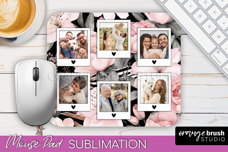 Photo Mouse Pad Sublimation, Floral Mouse Pad Picture Frame Sublimation OrangeBrushStudio 