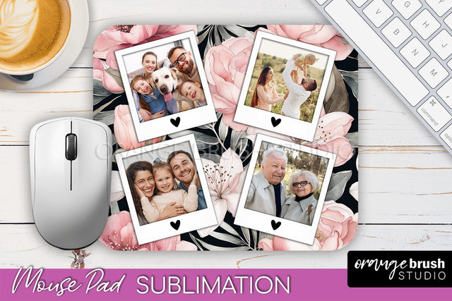 Photo Mouse Pad Sublimation, Floral Mouse Pad Picture Frame Sublimation OrangeBrushStudio 
