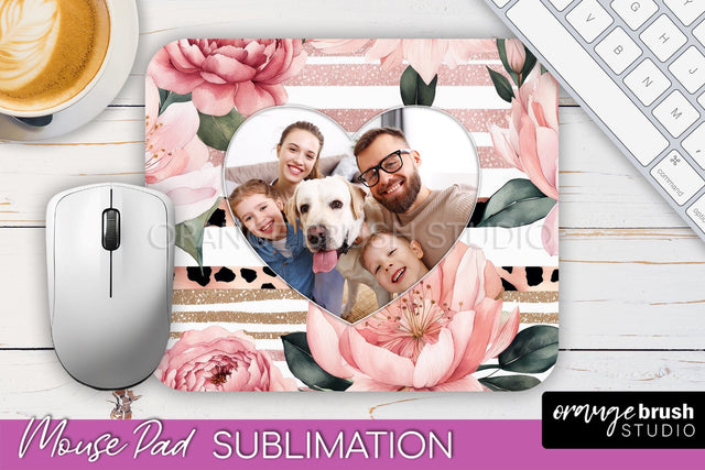 Photo Mouse Pad Sublimation, Floral Mouse Pad Picture Frame Sublimation OrangeBrushStudio 