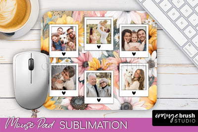 Photo Mouse Pad Sublimation, Floral Mouse Pad Picture Frame Sublimation OrangeBrushStudio 