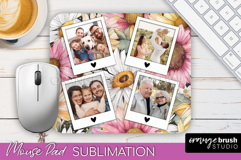 Photo Mouse Pad Sublimation, Floral Mouse Pad Picture Frame Sublimation OrangeBrushStudio 