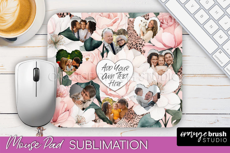 Photo Mouse Pad Sublimation, Floral Mouse Pad Picture Frame Sublimation OrangeBrushStudio 