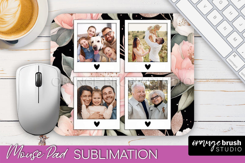 Photo Mouse Pad Sublimation, Floral Mouse Pad Picture Frame Sublimation OrangeBrushStudio 