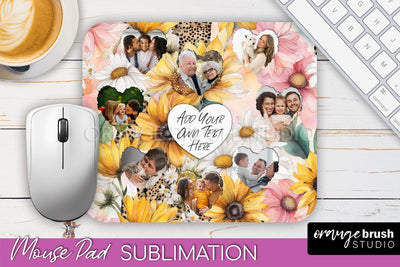 Photo Mouse Pad Sublimation, Floral Mouse Pad Picture Frame Sublimation OrangeBrushStudio 