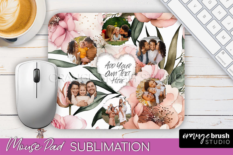 Photo Mouse Pad Sublimation, Floral Mouse Pad Picture Frame Sublimation OrangeBrushStudio 