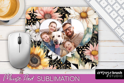 Photo Mouse Pad Sublimation, Floral Mouse Pad Picture Frame Sublimation OrangeBrushStudio 