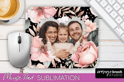 Photo Mouse Pad Sublimation, Floral Mouse Pad Picture Frame Sublimation OrangeBrushStudio 