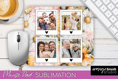 Photo Mouse Pad Sublimation, Floral Mouse Pad Picture Frame Sublimation OrangeBrushStudio 