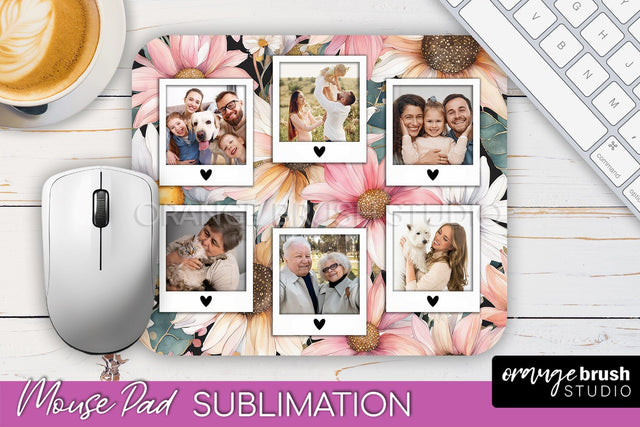 Photo Mouse Pad Sublimation, Floral Mouse Pad Picture Frame Sublimation OrangeBrushStudio 