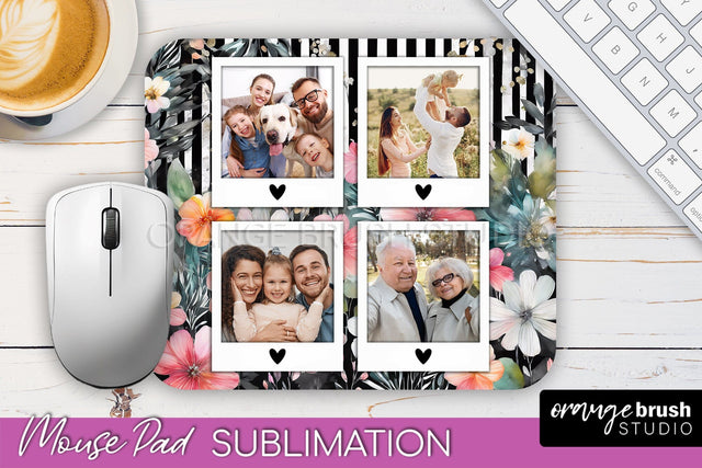 Photo Mouse Pad Sublimation, Floral Mouse Pad Picture Frame Sublimation OrangeBrushStudio 