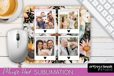 Photo Mouse Pad Sublimation, Floral Mouse Pad Picture Frame Sublimation OrangeBrushStudio 