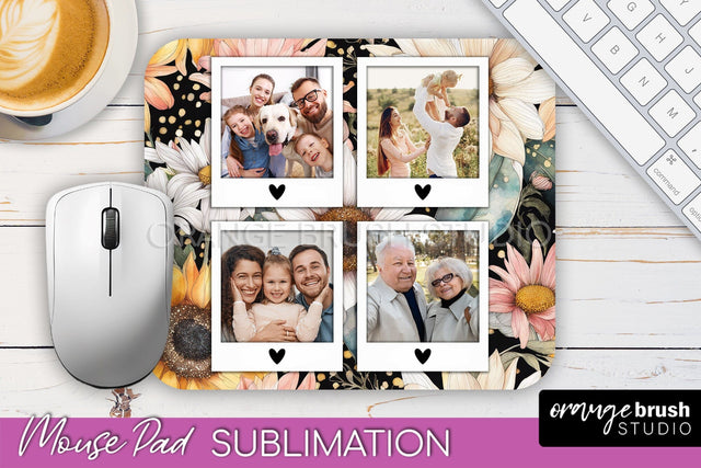Photo Mouse Pad Sublimation, Floral Mouse Pad Picture Frame Sublimation OrangeBrushStudio 