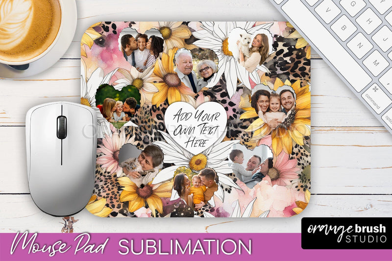 Photo Mouse Pad Sublimation, Floral Mouse Pad Picture Frame Sublimation OrangeBrushStudio 