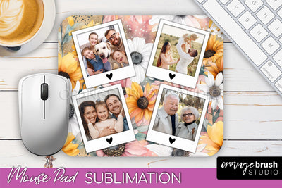 Photo Mouse Pad Sublimation, Floral Mouse Pad Picture Frame Sublimation OrangeBrushStudio 