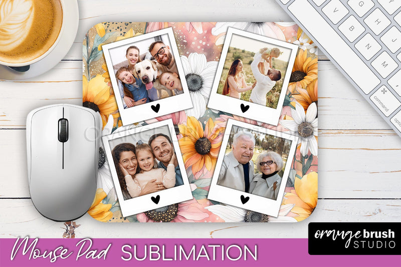 Photo Mouse Pad Sublimation, Floral Mouse Pad Picture Frame Sublimation OrangeBrushStudio 