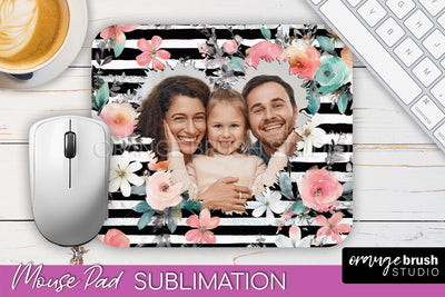 Photo Mouse Pad Sublimation, Floral Mouse Pad Picture Frame Sublimation OrangeBrushStudio 