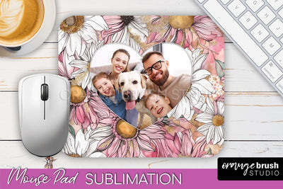 Photo Mouse Pad Sublimation, Floral Mouse Pad Picture Frame Sublimation OrangeBrushStudio 