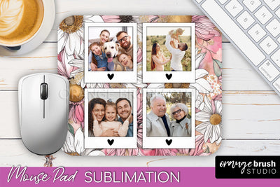 Photo Mouse Pad Sublimation, Floral Mouse Pad Picture Frame Sublimation OrangeBrushStudio 