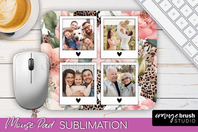 Photo Mouse Pad Sublimation, Floral Mouse Pad Picture Frame Sublimation OrangeBrushStudio 