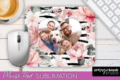 Photo Mouse Pad Sublimation, Floral Mouse Pad Picture Frame Sublimation OrangeBrushStudio 