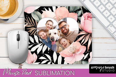 Photo Mouse Pad Sublimation, Floral Mouse Pad Picture Frame Sublimation OrangeBrushStudio 