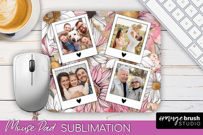 Photo Mouse Pad Sublimation, Floral Mouse Pad Picture Frame Sublimation OrangeBrushStudio 
