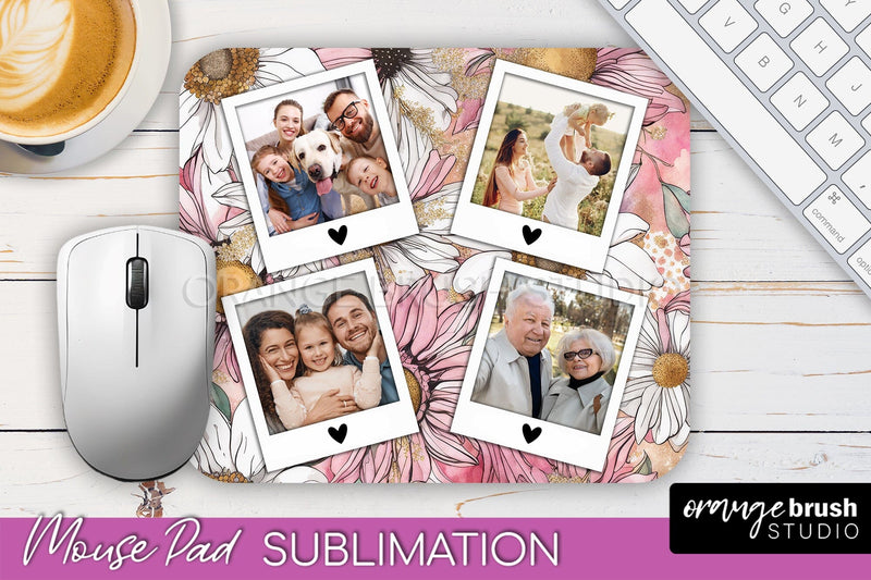 Photo Mouse Pad Sublimation, Floral Mouse Pad Picture Frame Sublimation OrangeBrushStudio 