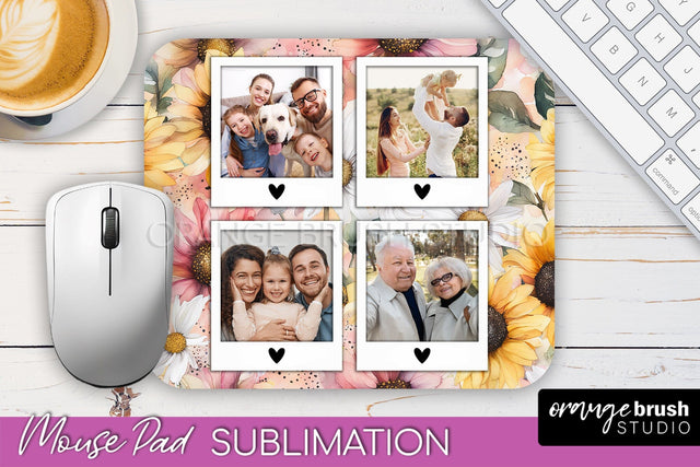 Photo Mouse Pad Sublimation, Floral Mouse Pad Picture Frame Sublimation OrangeBrushStudio 