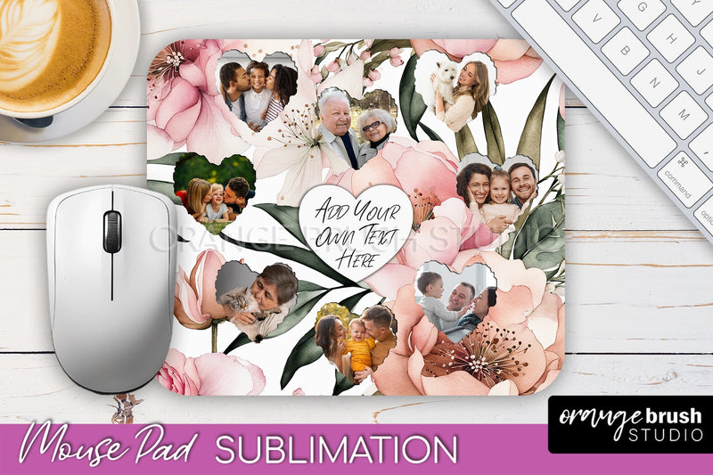 Photo Mouse Pad Sublimation, Floral Mouse Pad Picture Frame Sublimation OrangeBrushStudio 