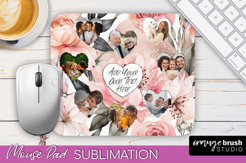 Photo Mouse Pad Sublimation, Floral Mouse Pad Picture Frame Sublimation OrangeBrushStudio 