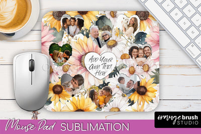 Photo Mouse Pad Sublimation, Floral Mouse Pad Picture Frame Sublimation OrangeBrushStudio 