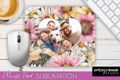 Photo Mouse Pad Sublimation, Floral Mouse Pad Picture Frame Sublimation OrangeBrushStudio 