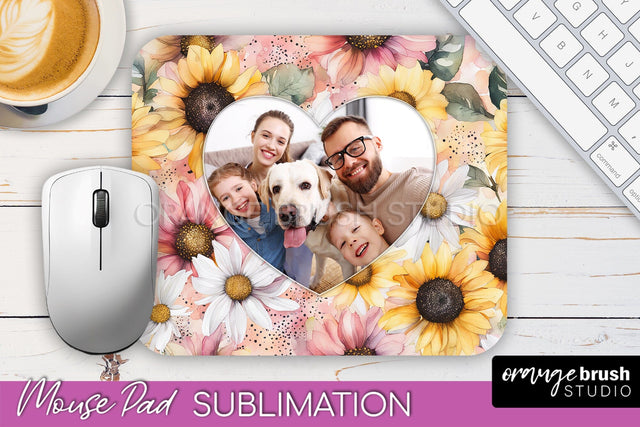 Photo Mouse Pad Sublimation, Floral Mouse Pad Picture Frame Sublimation OrangeBrushStudio 