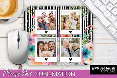Photo Mouse Pad Sublimation, Floral Mouse Pad Picture Frame Sublimation OrangeBrushStudio 