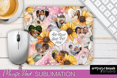 Photo Mouse Pad Sublimation, Floral Mouse Pad Picture Frame Sublimation OrangeBrushStudio 