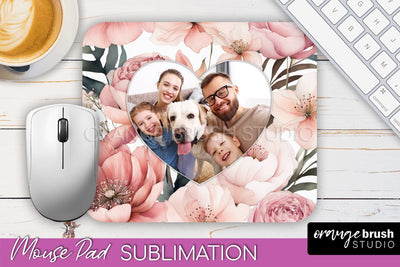 Photo Mouse Pad Sublimation, Floral Mouse Pad Picture Frame Sublimation OrangeBrushStudio 