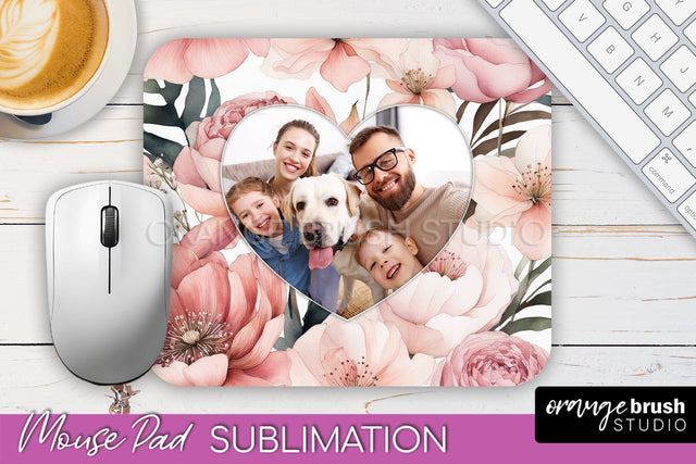 Photo Mouse Pad Sublimation, Floral Mouse Pad Picture Frame Sublimation OrangeBrushStudio 