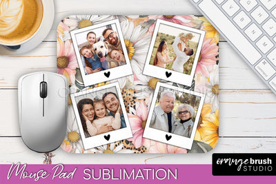 Photo Mouse Pad Sublimation, Floral Mouse Pad Picture Frame Sublimation OrangeBrushStudio 