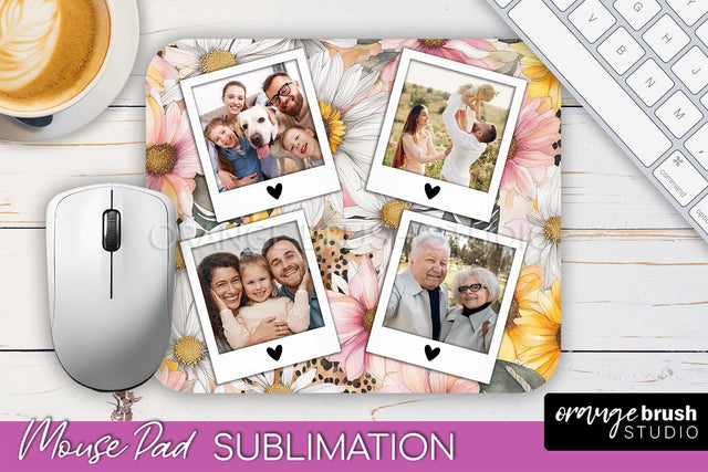 Photo Mouse Pad Sublimation, Floral Mouse Pad Picture Frame Sublimation OrangeBrushStudio 