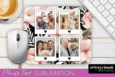 Photo Mouse Pad Sublimation, Floral Mouse Pad Picture Frame Sublimation OrangeBrushStudio 