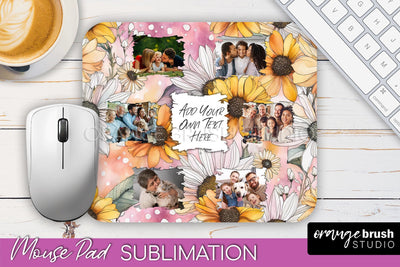 Photo Mouse Pad Sublimation, Floral Mouse Pad Picture Frame Sublimation OrangeBrushStudio 