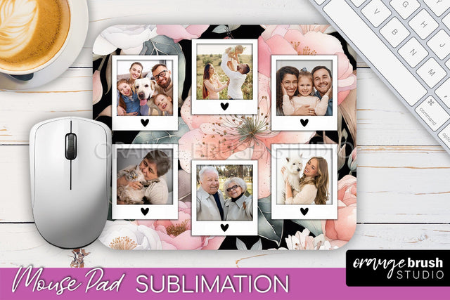 Photo Mouse Pad Sublimation, Floral Mouse Pad Picture Frame Sublimation OrangeBrushStudio 