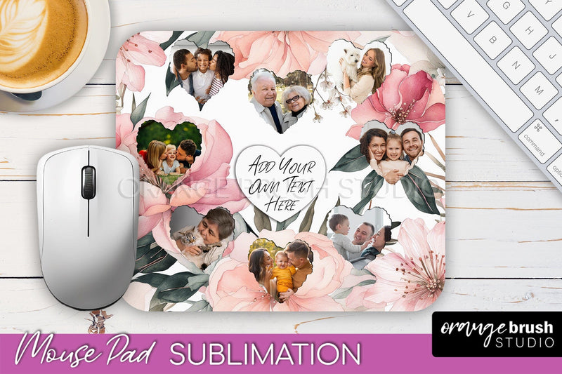 Photo Mouse Pad Sublimation, Floral Mouse Pad Picture Frame Sublimation OrangeBrushStudio 