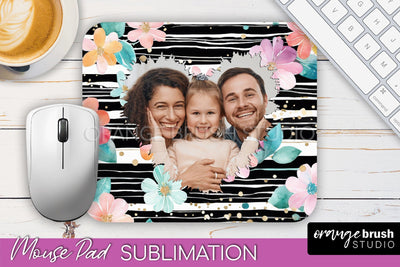 Photo Mouse Pad Sublimation, Floral Mouse Pad Picture Frame Sublimation OrangeBrushStudio 