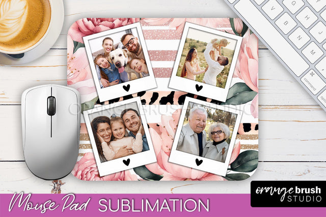 Photo Mouse Pad Sublimation, Floral Mouse Pad Picture Frame Sublimation OrangeBrushStudio 