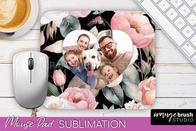 Photo Mouse Pad Sublimation, Floral Mouse Pad Picture Frame Sublimation OrangeBrushStudio 