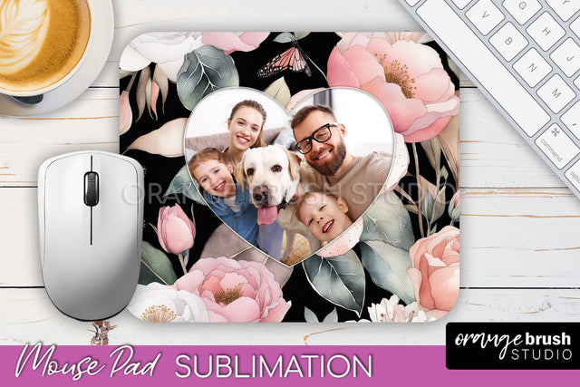 Photo Mouse Pad Sublimation, Floral Mouse Pad Picture Frame Sublimation OrangeBrushStudio 