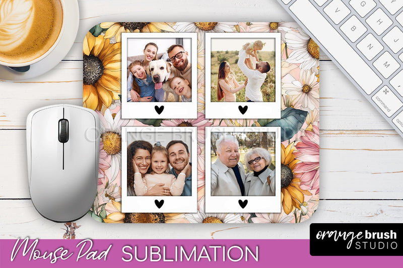 Photo Mouse Pad Sublimation, Floral Mouse Pad Picture Frame Sublimation OrangeBrushStudio 