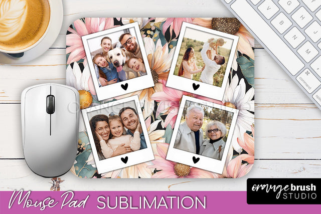 Photo Mouse Pad Sublimation, Floral Mouse Pad Picture Frame Sublimation OrangeBrushStudio 