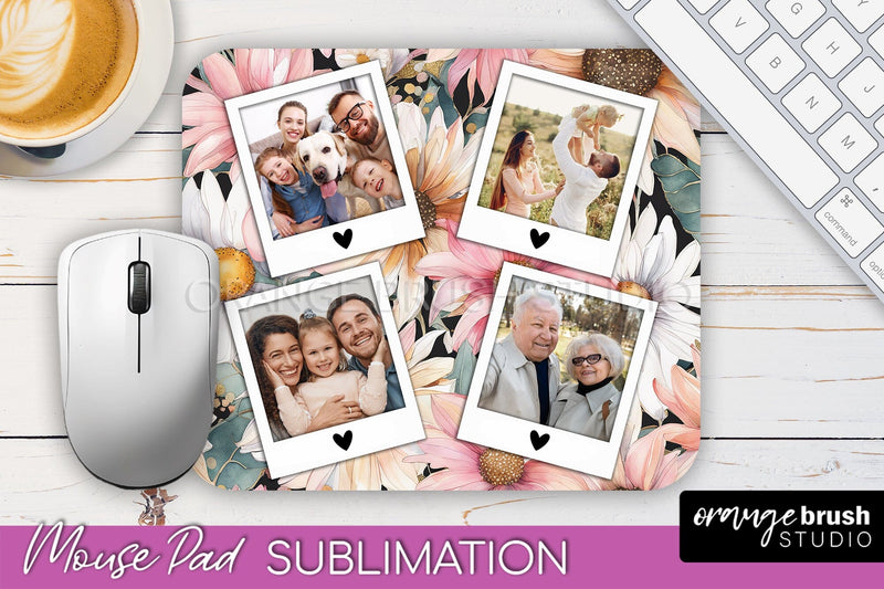 Photo Mouse Pad Sublimation, Floral Mouse Pad Picture Frame Sublimation OrangeBrushStudio 
